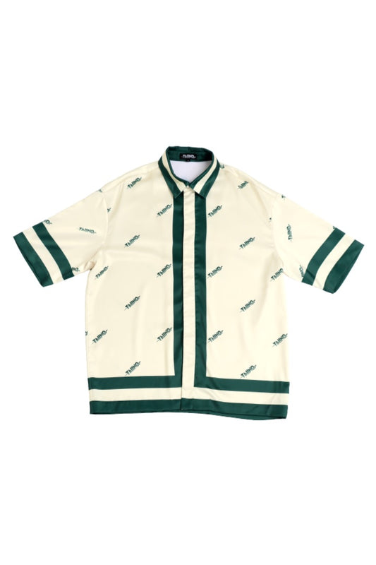 TAIINO SATIN SHIRT AND SHORT SET(CREAM & GREEN)