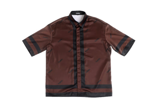 TAIINO SATIN SHIRT AND SHORT SET (BROWN & BLACK)